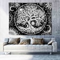 Pikkukuva 2 / 5: Elämänpuu (180x230cm) Musta kuu ja aurinko -seinavaate Psykedeelinen