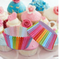 Miniatyrbillede 2 af 5: 100 stk. Cupcakeforme, Regnbue Kagepapirkopper til Fødselsdagsbryllup