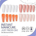 Miniatyrbillede 3 af 4: 4 stk. Nail art stykke fuld påsætning lang ballet falsk negle patch ensfarvet patchorange
