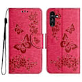 Miniatyrbild 1 av 5: Fodral för Samsung Galaxy A05s 4G, Folio PU Läder Fjärilar Blomma Mobilskal Style B