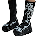 Pikkukuva 3 / 3: Painetut Fire Shadow Boots Platform Boots Wedge Shoes.38.