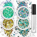 Miniatyrbilde 1 av 5: 4 Esker Neglekunst Glitter Paljetter Negl Flak Design Holografisk Neglekunst Utstyr for Kvinner Jenter Manikyr Glitter Set of 12
