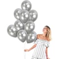 Miniatyrbild 3 av 5: Silver Ballonger 100PCS 10 Tums Metallic Silver Ballonger Latex Silv