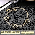 Miniatyrbillede 2 af 5: Guld armbånd til kvinder, 14K guldbelagt lagdelt kædearmbånd