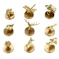 Miniatyrbillede 4 af 4: Messing Guld Dyrekrog Massiv Messing Knagerække Dørkrog (Hjort)