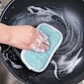 Miniatyrbillede 2 af 5: Blåt sæt med 1 genanvendelig mikrofiberopvaskesvamp - vaskbar