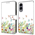 Miniatyrbillede 1 af 5: Læderetui med mønstertryk, pung, stativ og flip-cover til Samsung Galaxy S25 Edge Flowers and Grass