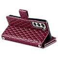 Miniatyrbillede 3 af 5: Style 012 til Samsung Galaxy S22 5G Etui Håndtaske Lynlåslomme Glitter Læder Telefon Cover Style C