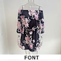 Miniatyrbillede 4 af 5: Dame Casual Blomsterprint Off Shoulder Trompetærme Swing Kjole (style6080)