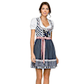 Pikkukuva 4 / 5: Naisten ruudullinen dirndl-mekko, saksalainen baijerilainen Oktoberfestin oluttyttöasu (valkoinen paita + mekko + esiliina). M. Sininen