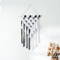 Miniatyrbillede 2 af 5: Macrame vægophæng sort og hvid, vægophæng dekoration, vævet væg