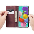 Miniatyrbild 5 av 5: Multifunktionellt horisontellt flip-läderfodral för Galaxy A51 Wine Red