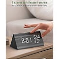 Miniatyrbild 4 av 5: Väckarklocka Digital Klocka Trä, Bordsklocka Digital Med Röststyrning/snooze/datum/temperatur