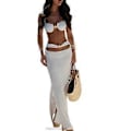 Miniatyrbillede 1 af 5: 3 STK Dame Push Up Badedragt Sæt Delt Badedragter med Strand Coverup Wrap Svømmedragt Hurtigtørrende Badedragt S S