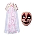 Miniatyrbillede 1 af 5: Gotisk Brudeslør til Kvinder Halloween Kostume Tilbehør Slør Ansigtsmaske Blodig Blomst Hårbøjle Slør til Temafest SET