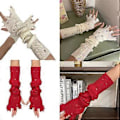 Miniatyrbillede 2 af 5: Gotiske slidte handsker til kvinder Y2K Hollowout afslappede handsker Dekorative handsker Cool Girls Y2K Arm Sleeves tilbehør Hvid White