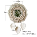 Miniatyrbild 4 av 5: Beige, Boho Macrame Fransvägg Spegel med Träpärlor Fjäder Pe