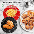 Pikkukuva 2 / 5: 9 tuuman uudelleenkäytettävät Air Fryer -matot, 2 kappaletta liukumattomat pyöreät silikonit