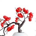 Miniatyrbild 2 av 5: Plommonblom & Persikoblom Simulation Grenar, Magnolia Bonsai för Vardagsrum & Studierum Dekoration, Böjd Plommonpulver