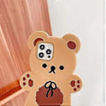 Pikkukuva 4 / 5: Puhelinkuoret iPhone 12:lle, Söpö sarjakuva Karhu puhelinkuori avaimenperällä Nallekarhu puhelinkuori 3D iPhone 12 Pro kuori Pehmeä silikoninen iskunkestävä suojus f
