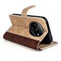 Miniatyrbillede 3 af 5: Til Xiaomi Redmi A3/Poco C61 4G Wallet Case PU Læder Farvesplejsning Stødsikkert Telefoncover Style C