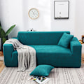 Miniatyrbild 1 av 3: 2-sits soffaöverdrag elastisk stretch vadderad mjuk passform cyan teal 14