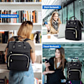 Miniatyrbillede 4 af 5: Laptop Rygsæk, 15,6\" Dame Arbejde Rygsæk Tegnebog Vandtæt Anti-Tyveri Rejse Rygsæk (Sort)