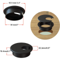 Miniatyrbilde 2 av 5: (5-pakke) 2\" Svart Skrivebords Grommet, Plast Kabelorganisatorer, Datamaskin