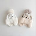 Pikkukuva 2 / 5: Tyylikkäät vauvan korvia suojaavat pipot liukumattomalla muotoilulla, unisex vauvan talvihattu korvasuojilla, pehmeät taaperon pipot, valkoinen White