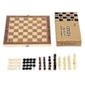 Miniatyrbild 4 av 5: 3 i 1 Schack Dam Backgammon Spelset med Hopfällbar Träbräda för Förvaring, Portabelt Resepussel Brädspelskombinationsset för Barn & Vuxna