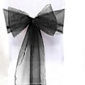 Miniatyrbild 3 av 5: Organza Stolsöverdrag Bred Tyll Rosett Band Båge Bröllopsfest Black 25 Pcs