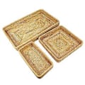 Miniatyrbilde 2 av 5: Rattanbrett Bordplate Organisering Håndvevd Snack Oppbevaringskurv Multifunksjonelt Serveringsbrett 3 stk Sett