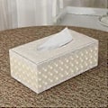 Miniatyrbillede 3 af 5: Rektangulær PU-læder kosmetikservietboks Tissue kosmetikservietboks servietdispenser til hjemmet kontor bil - Beige