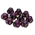 Pikkukuva 2 / 5: Pöytäpeli 10kpl / setti Nopat D12 D&D Gem 18mm (Violetti+Musta) Purple+Black