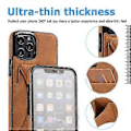 Pikkukuva 3 / 5: iPhone 13 Pro, Lompakkokotelo - Ohut synteettinen nahkainen korttikotelo Canvas Twill -tyylisellä viimeistelyllä ja 2 luottokorttipaikalla [RUSKEA]