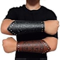 Miniatyrbillede 5 af 5: Gotiske armbeskyttere til voksne med præget mønster, punk-kriger, renæssance, pirat, ridder, PU snørebånd, armbånd, sort A