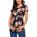 Miniatyrbilde 1 av 3: Maternity Topper Off Shoulder Kort Ermet Side Ruched Pregnance T