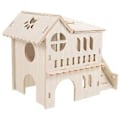 Miniatyrbild 2 av 2: Trähus för Hamster Djurgömställe Slott Dubbeldäckarvilla med Klätterstege för Hamster