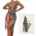 Pikkukuva 2 / 5: Naisten leopardikuvioinen kolmio-halter-bikini uimapuku peiteasulla Maxi-mekko 3-osainen uima-asu rantavaatteet S S