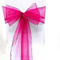 Miniatyrbild 3 av 5: Organza Stolsöverdrag Bred Tyll Rosett Band Båge Bröllopsfest Fuchsia 50 Pcs