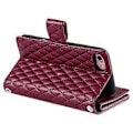 Miniatyrbillede 3 af 5: Style 012 til iPhone 7/8/SE (2020)/SE (2022) Læder Etui Rhombus Glitter Lynlås Pung Telefon Cover Style C