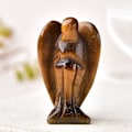 Miniatyrbillede 2 af 3: Udskåret Brun Obsidian Ædelsten Fred 2 tommer Engel Lommevagt