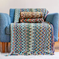 Miniatyrbillede 3 af 5: Boho Kastanbløde Tæpper Udendørs Strikket Tassel Tæpper, (Blå 50x60