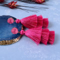 Miniatyrbillede 3 af 5: Farverige Træformede Lagdelte Chokrosa Tassel Dangle Drop Øreringe