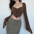 Miniatyrbild 1 av 5: Crop Top brun M