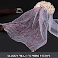 Miniatyrbillede 4 af 5: Gotisk Brudeslør til Kvinder Halloween Kostume Tilbehør Slør Ansigtsmaske Blodig Blomst Hårbøjle Slør til Temafest SET