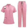 Miniatyrbilde 3 av 5: Skrubbsett Myk Topp og Joggebukser for Dyrepleier Skjønnhetssalong SPA Kosmetologi (Rosa M) Pink M
