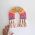 Miniatyrbillede 4 af 5: Håndvævet macrame vægophæng, regnbue gobelin vedhæng - natura