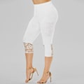 Pikkukuva 5 / 5: Naisten Slim Capri-housut Pitsitikkauksella Leggingsit Joustavat Jooga-housut.4XL.Valkoinen