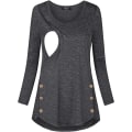 Miniatyrbillede 1 af 5: Kvinde Knapsides Maternity Kjole Amning Top XXL Sort